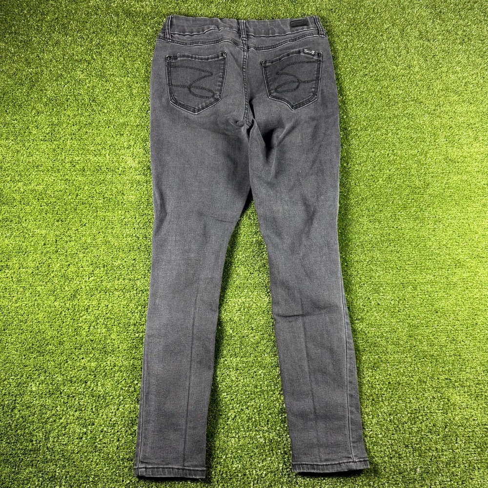 Seven7 Womens Distressed Skinny Jeans Faded Black Ripped Knee Denim Pants 0695